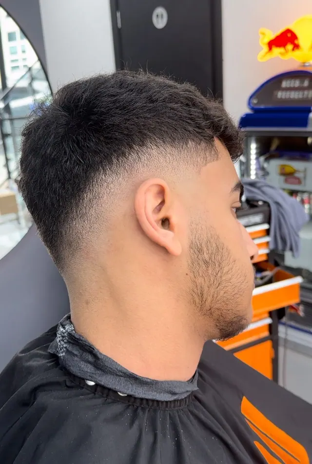 A textured crop with a taper fade